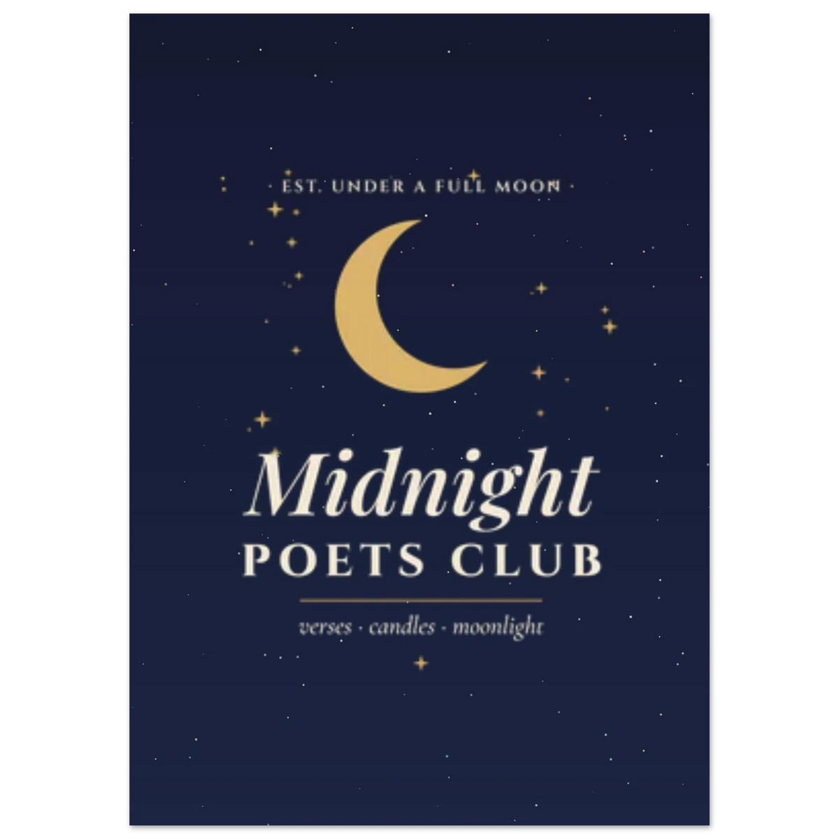 Midnight Poets Club celestial wall art print, witchy dark academia decor
