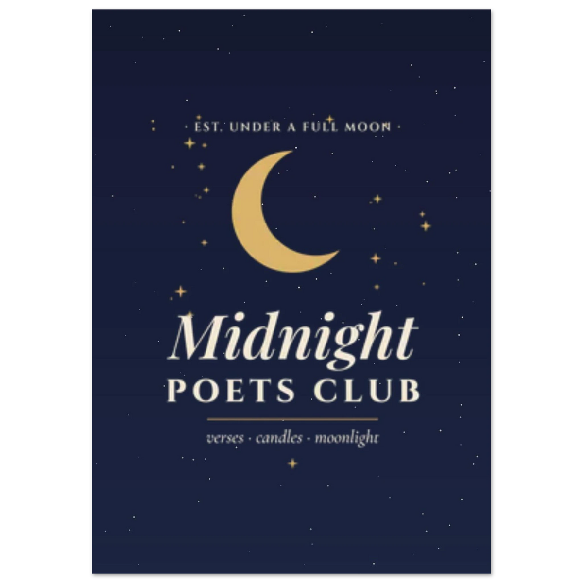 Midnight Poets Club celestial wall art print, witchy dark academia decor – view 2