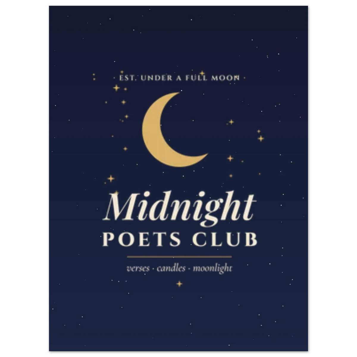 Midnight Poets Club celestial wall art print, witchy dark academia decor – view 3