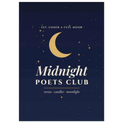 Midnight Poets Club celestial wall art print, witchy dark academia decor