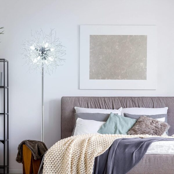 Bedroom Crystal Floor Lamp,,69 Inch High Pole Lamp,Modern Room Decorative Floor Lamp,Includes 32 Fireworks Crystal Suspenders, Chrome Finish Unavailable Platforms- Welfel - Image 8