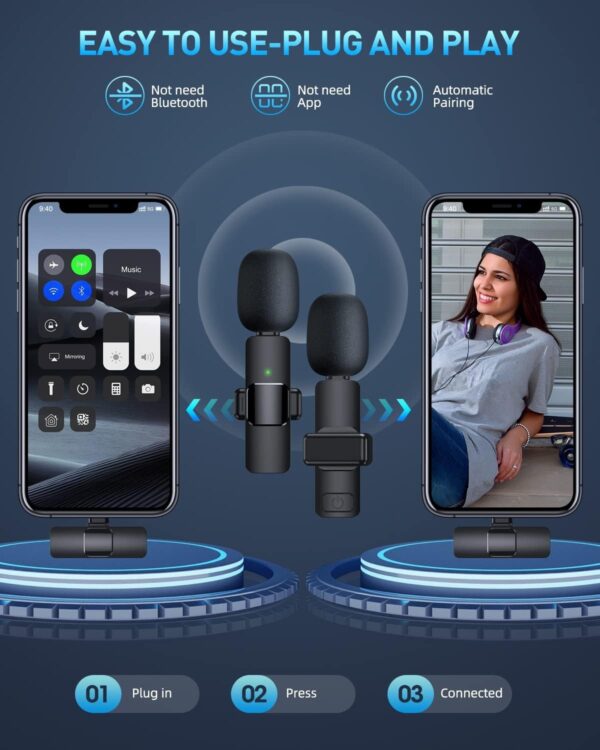 Wireless Lavalier Microphone, Type - C IPhone 15, 16, Rechargeable Wireless Microphone For Video Recording, Game Live Streaming, Interview, Vlog - Image 5