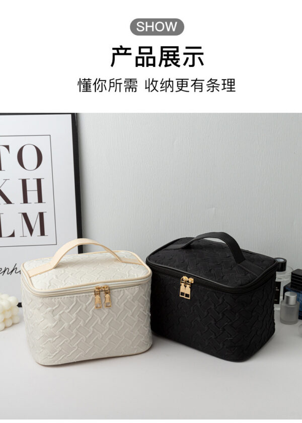 Black White Umizolco Premium Large CapacityPortable Travel Makeup Bag, Multi FunctionalCosmetic Organizer, Stain Resistant, HandheldSquare Bag - Image 2