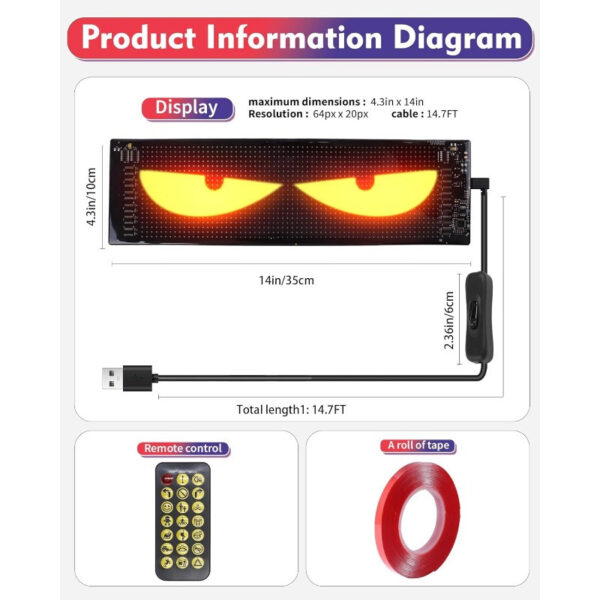 14 Inch Programmable Pixel Panel With Preloaded Animations Scrollable Display For Multi Scenario Use In Support Events Parties And Transportation - Image 4