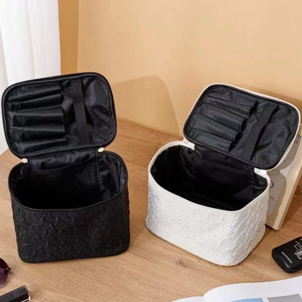 Black White Umizolco Premium Large CapacityPortable Travel Makeup Bag, Multi FunctionalCosmetic Organizer, Stain Resistant, HandheldSquare Bag - Image 7