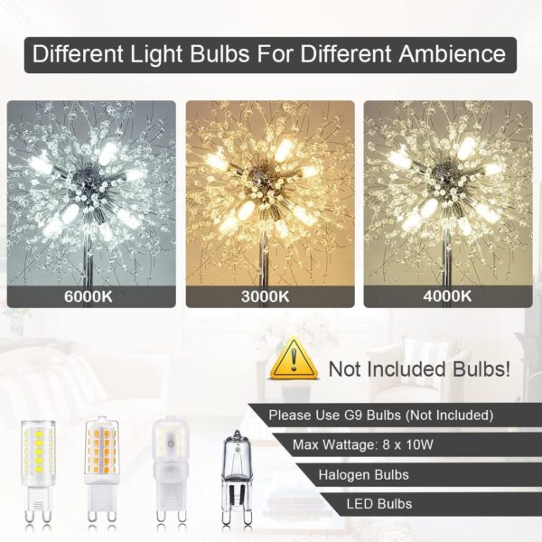 Bedroom Crystal Floor Lamp,,69 Inch High Pole Lamp,Modern Room Decorative Floor Lamp,Includes 32 Fireworks Crystal Suspenders, Chrome Finish Unavailable Platforms- Welfel - Image 2