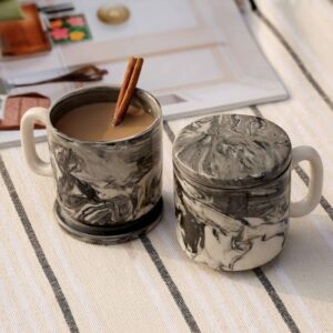 5 OZ Ceramic Black Carbon Coffee Mug-Set Of 2