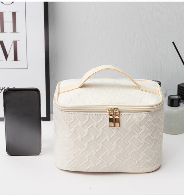 Black White Umizolco Premium Large CapacityPortable Travel Makeup Bag, Multi FunctionalCosmetic Organizer, Stain Resistant, HandheldSquare Bag - Image 3